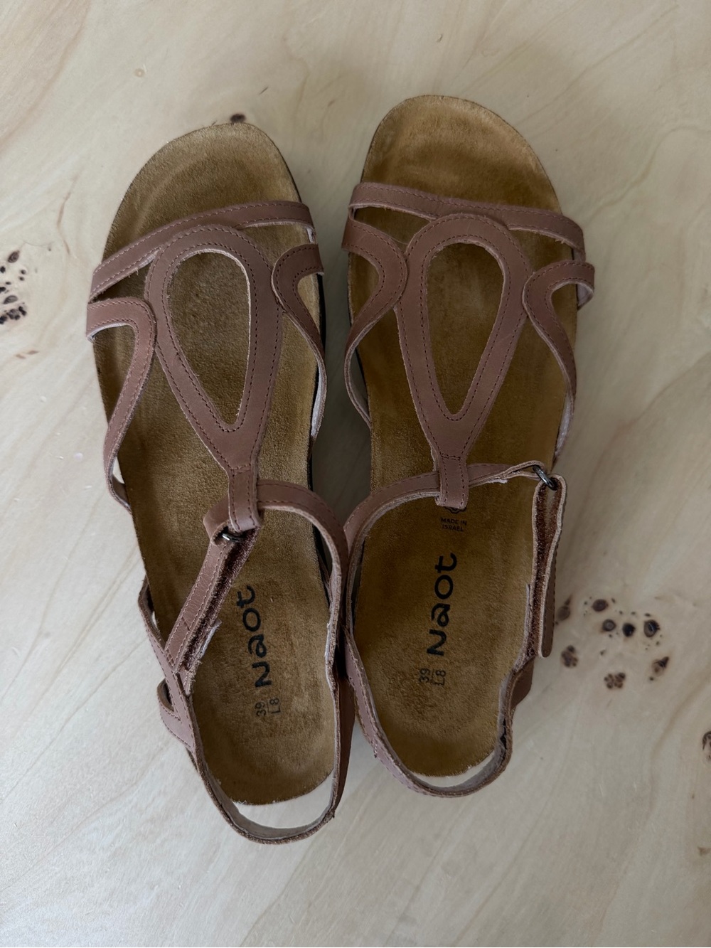 Naot Dorith Brown Leather Strappy T‑Bar Sandals - Picture 3 of 8